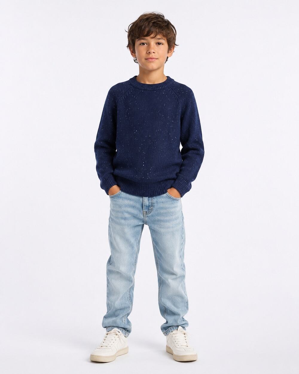 Zara Boys Flecked Crewneck Knit Sweater